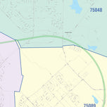 Colorcast Zip Code Style Wall Map of Rowlett, TX