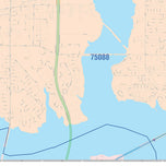 Colorcast Zip Code Style Wall Map of Rowlett, TX