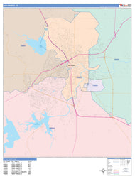 Colorcast Zip Code Style Wall Map of San Angelo, TX