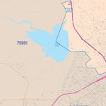 Colorcast Zip Code Style Wall Map of San Angelo, TX