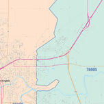 Colorcast Zip Code Style Wall Map of San Angelo, TX