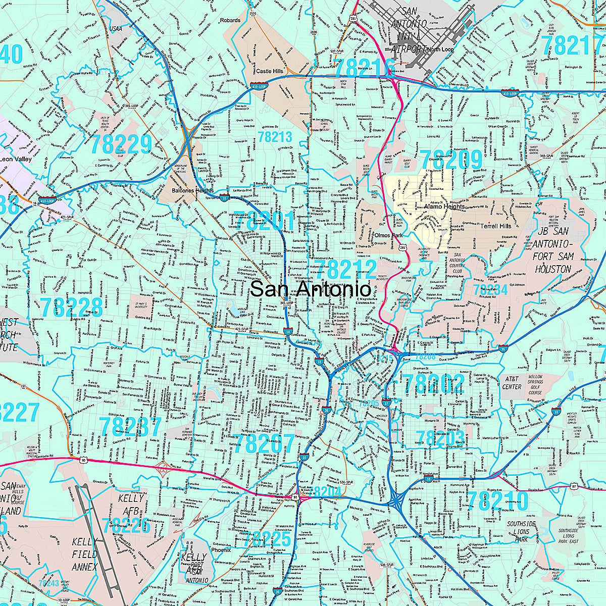 Premium Style San Antonio Wall Map by Market Maps