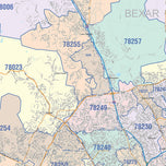Colorcast Zip Code Style Wall Map of San Antonio by Market Maps