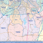 Colorcast Zip Code Style Wall Map of San Antonio by Market Maps