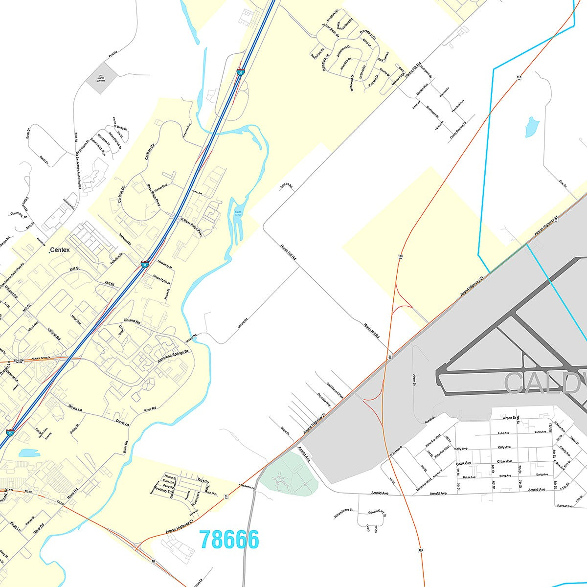 Premium Style Wall Map of San Marcos, TX