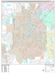 Premium Style Wall Map of Sugar Land, TX