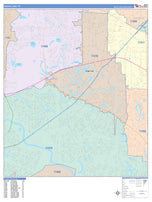 Colorcast Zip Code Style Wall Map of Sugarland, TX