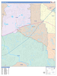 Colorcast Zip Code Style Wall Map of Sugarland, TX