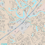 Premium Style Wall Map of Sugar Land, TX