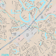 Premium Style Wall Map of Sugar Land, TX