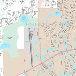 Premium Style Wall Map of Sugar Land, TX
