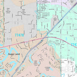 Premium Style Wall Map of Sugar Land, TX
