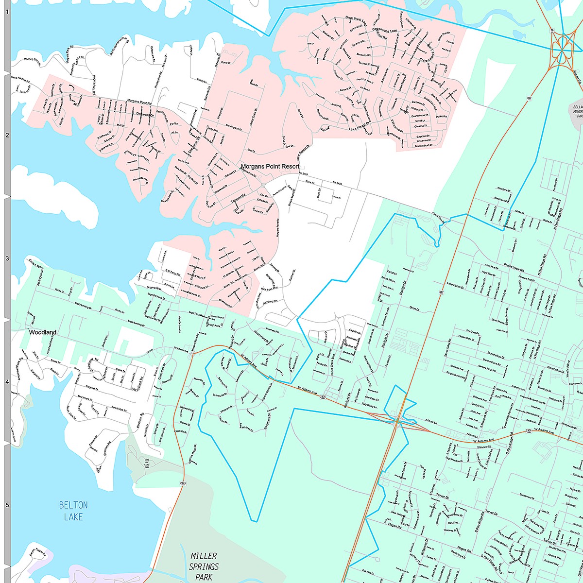 Premium Style Wall Map of Temple, TX