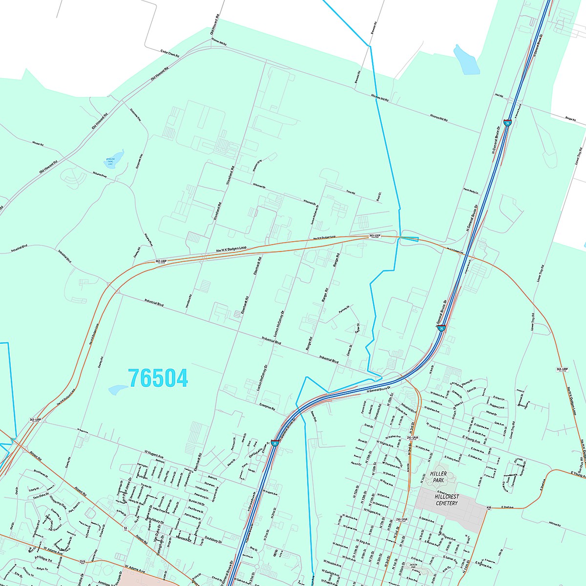 Premium Style Wall Map of Temple, TX