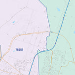 Colorcast Zip Code Style Wall Map of Temple, TX