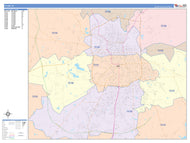 Colorcast Zip Code Style Wall Map of Tyler, TX