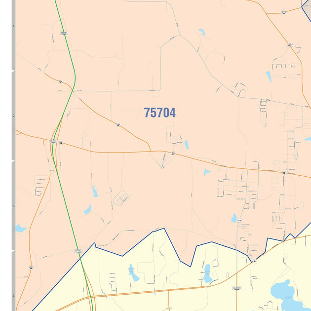 Ut Tyler Zip Code Colorcast Zip Code Style Wall Map of Tyler, TX – Texas Map Store