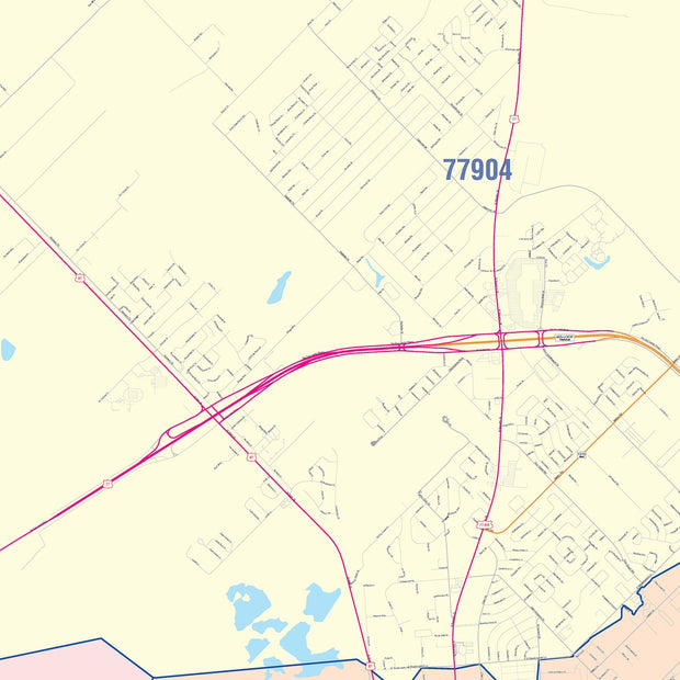 Colorcast Zip Code Style Wall Map of Victoria, TX – Texas Map Store