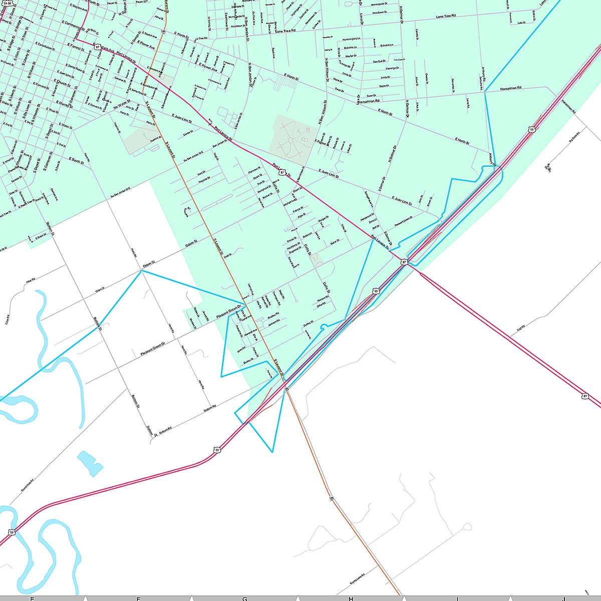 Premium Style Wall Map of Victoria, TX