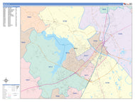 Colorcast Zip Code Style Wall Map of Waco, TX