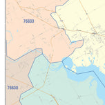 Colorcast Zip Code Style Wall Map of Waco, TX