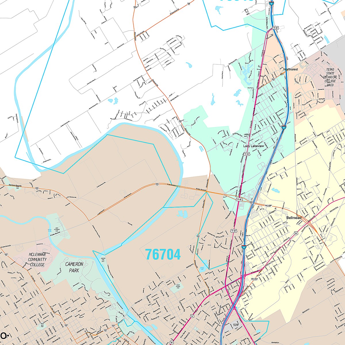 Premium Style Wall Map of Waco by Market Maps