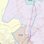 Colorcast Zip Code Style Wall Map of Waco, TX
