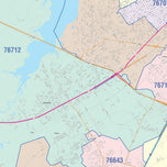 Colorcast Zip Code Style Wall Map of Waco, TX