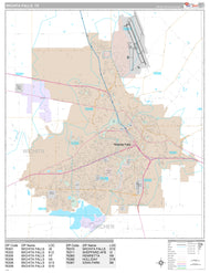 Premium Style Wall Map of Wichita Falls, TX