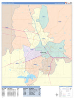 Colorcast Zip Code Style Wall Map of Wichita Falls, TX