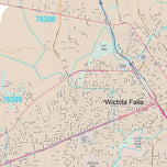 Premium Style Wall Map of Wichita Falls, TX