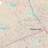 Premium Style Wall Map of Wichita Falls, TX