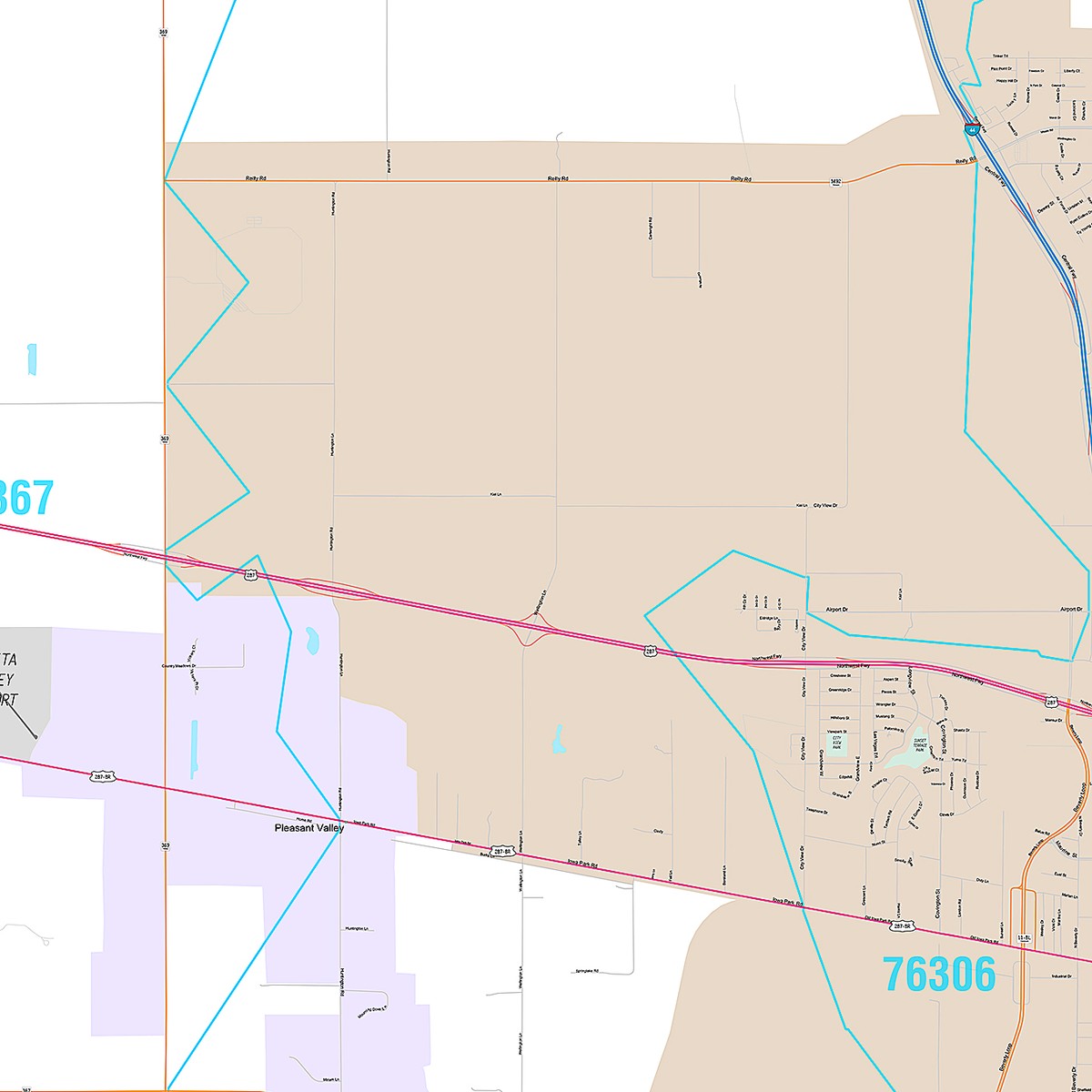 Premium Style Wall Map of Wichita Falls, TX