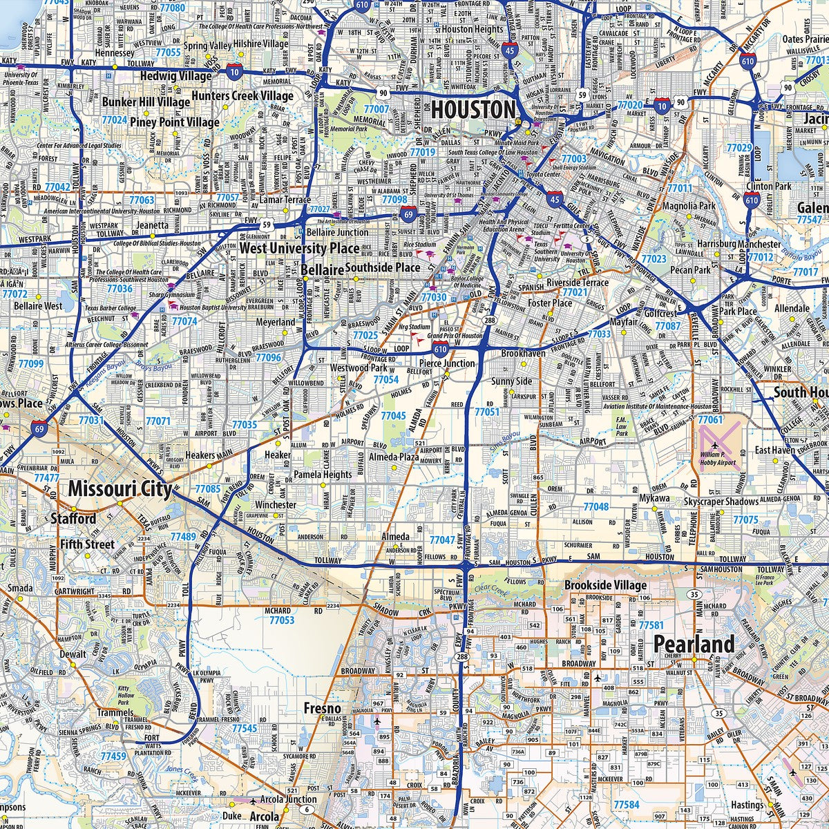 Houston Metro Area Wall Map