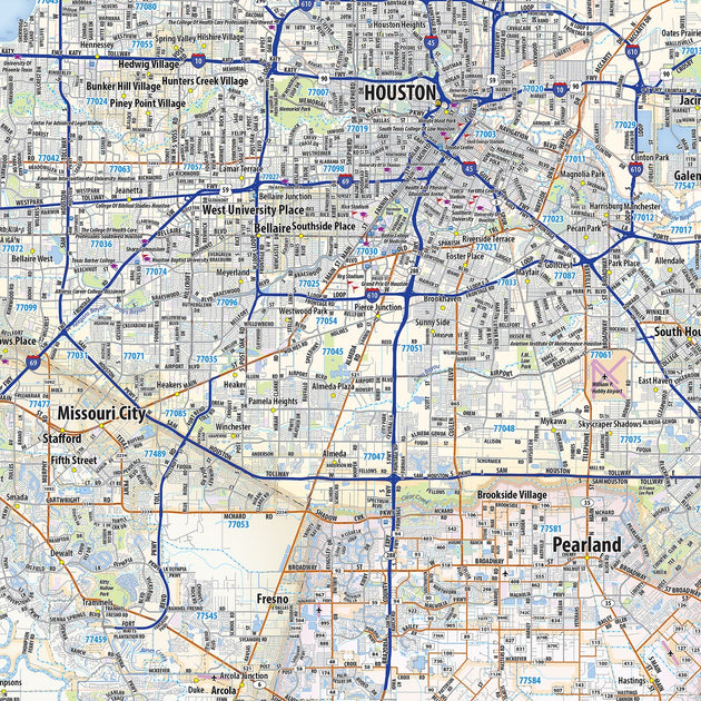Houston Metro Area Wall Map – Texas Map Store