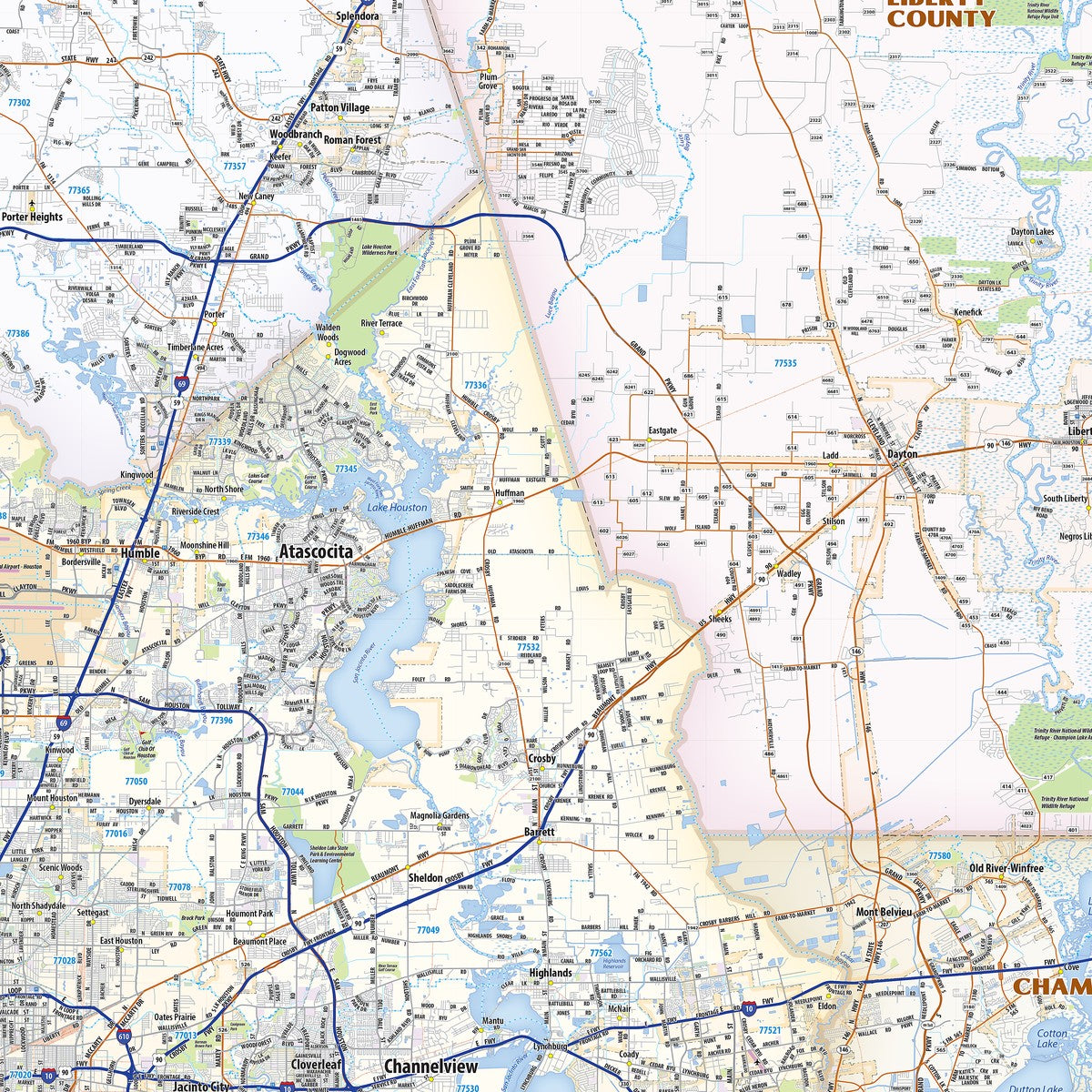 Houston Metro Area Wall Map