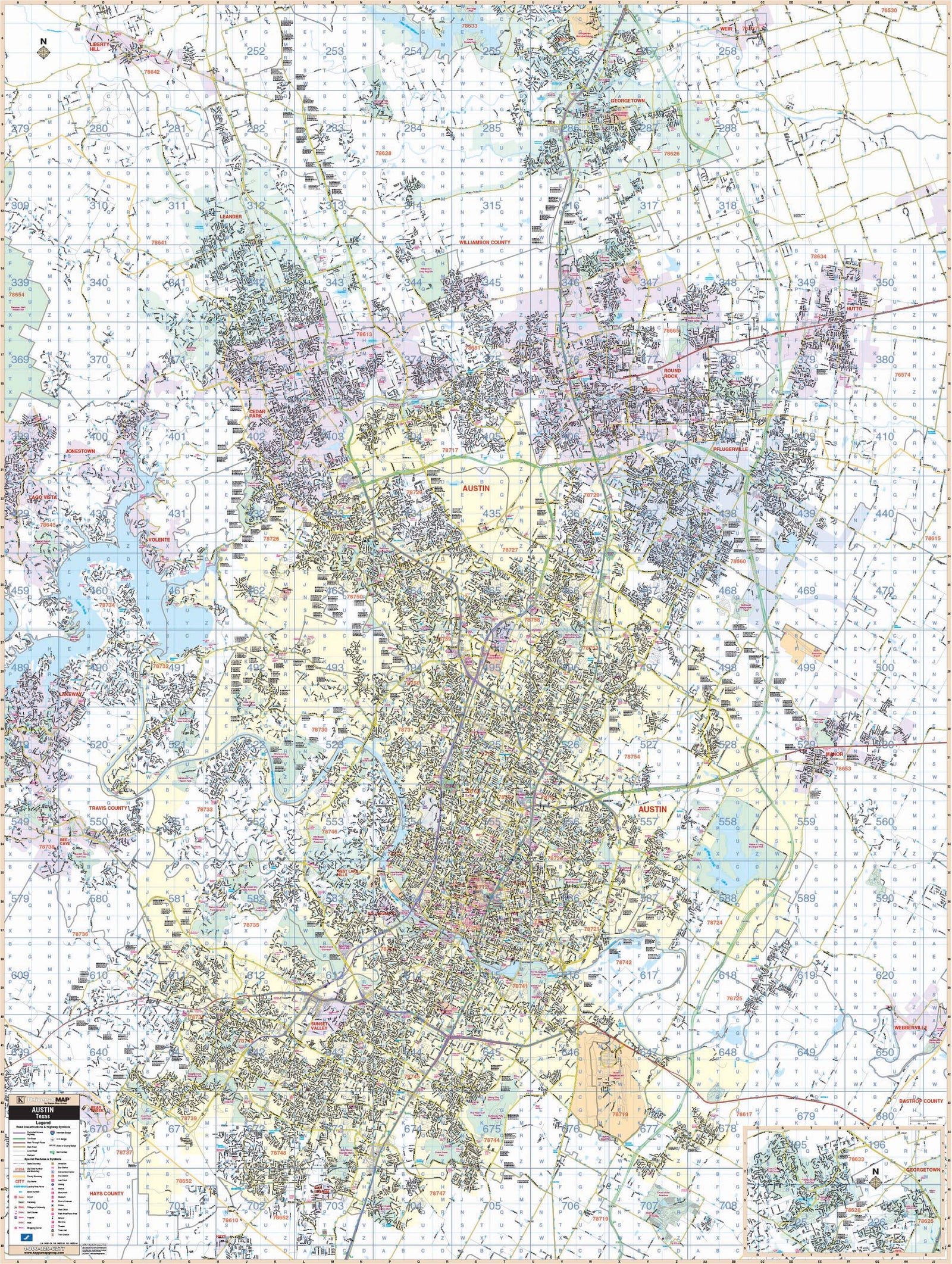 Austin Commercial Wall Map by Mapsco