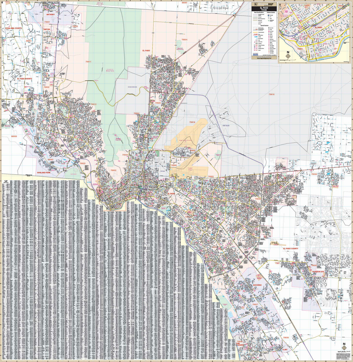 El Paso Wall Map by Universal Map