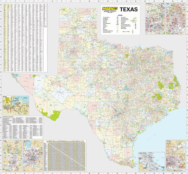 Texas Wall Map by Mapsco