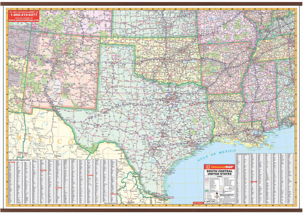South-Central US Wall Map by Universal Map