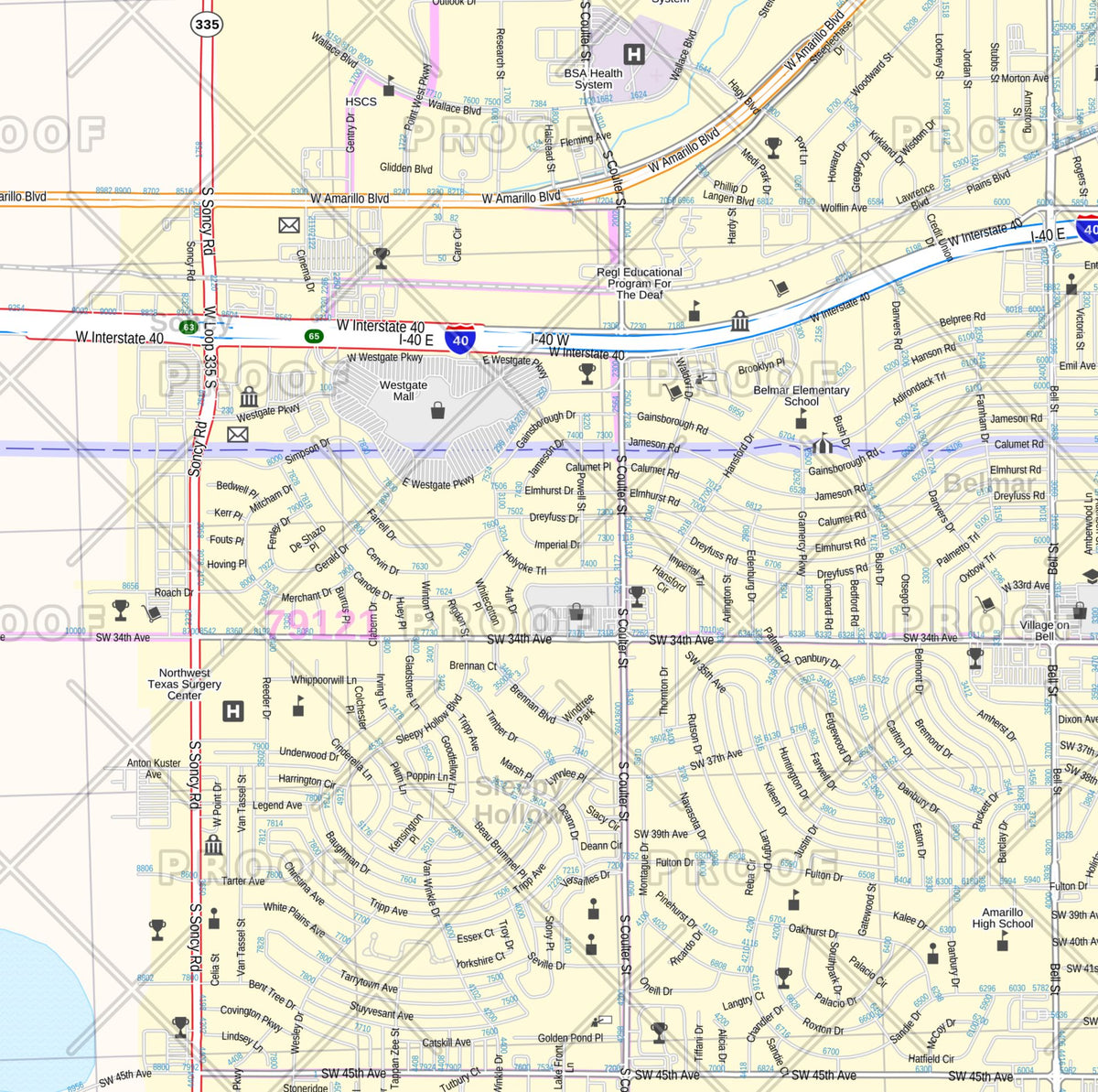 Amarillo Wall Map