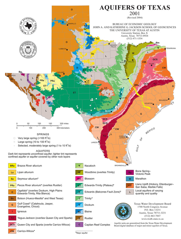 Aquifers of Texas Map/Poster