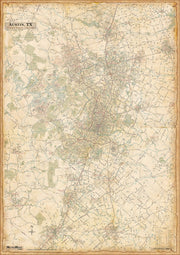 Austin Regional Area Major Arterial Wall Map - Antiqued Version