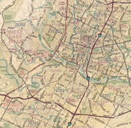 Austin Regional Area Major Arterial Wall Map - Antiqued Version