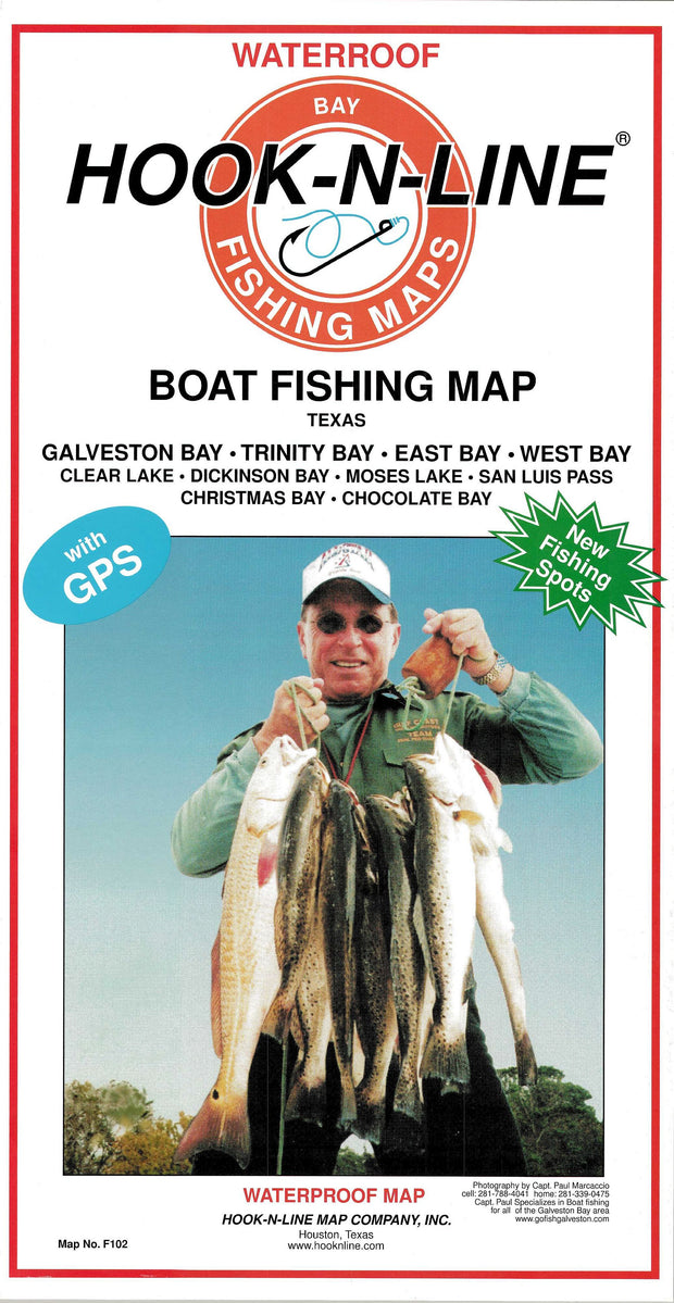 Boat Fishing Map of the Galveston Bay Area by Hook-N-Line