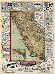 Map of California roads for cyclers, 1895