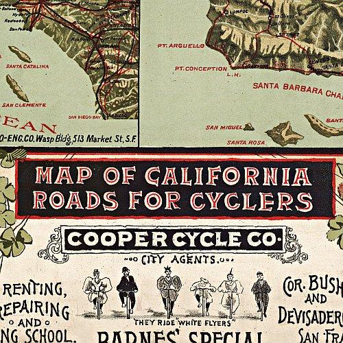 Map of California roads for cyclers, 1895