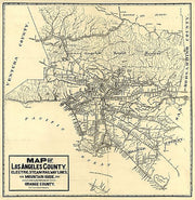 Map of Los Angeles County, Electric, Steam Railway Lines, 1912