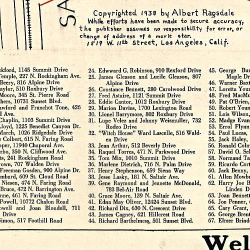 Ragsdale's Movie Guide Map by Albert Ragsdale, 1938