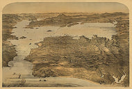 Bird's eye view of San Francisco by George H Goddard, 1868